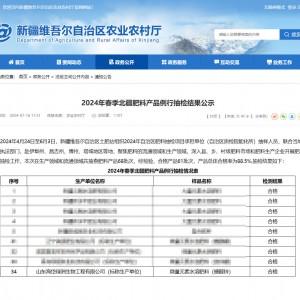 海岱生物在2024年春季北疆肥料产品例行抽检结果合格